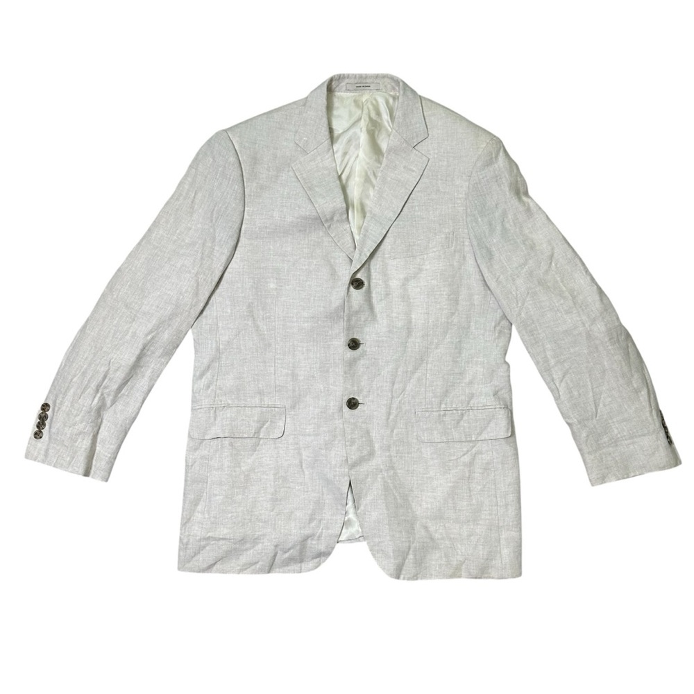 John W. Nordstrom Men’s Beige 42R Ormezzano 100% Linen Blazer Sport Coat - Picture 3 of 11